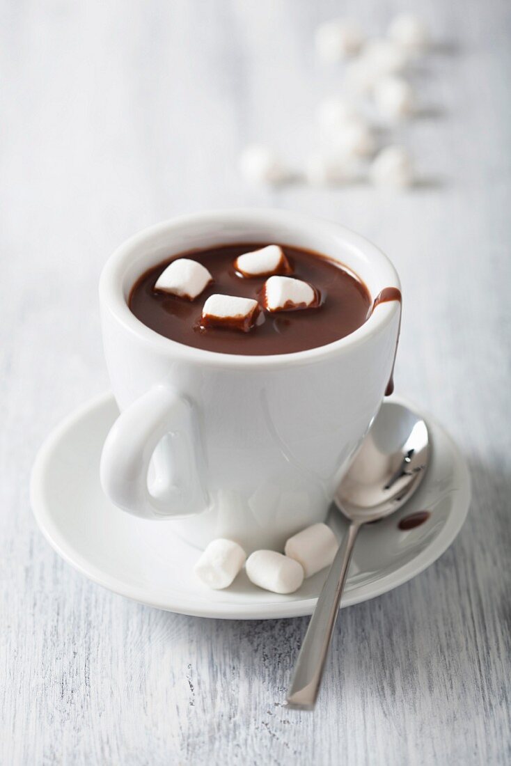 Eine Tasse Heiße Schokolade mit Mini-Marshmallows