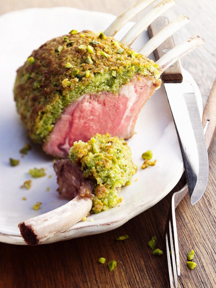 Saddle of lamb with a thyme and mustard crust