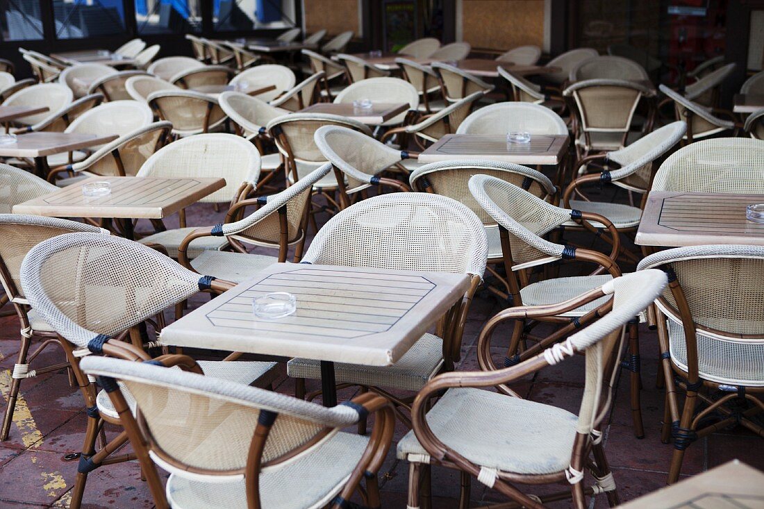 Table and Chairs at an Outdoor Cafe in the South of France