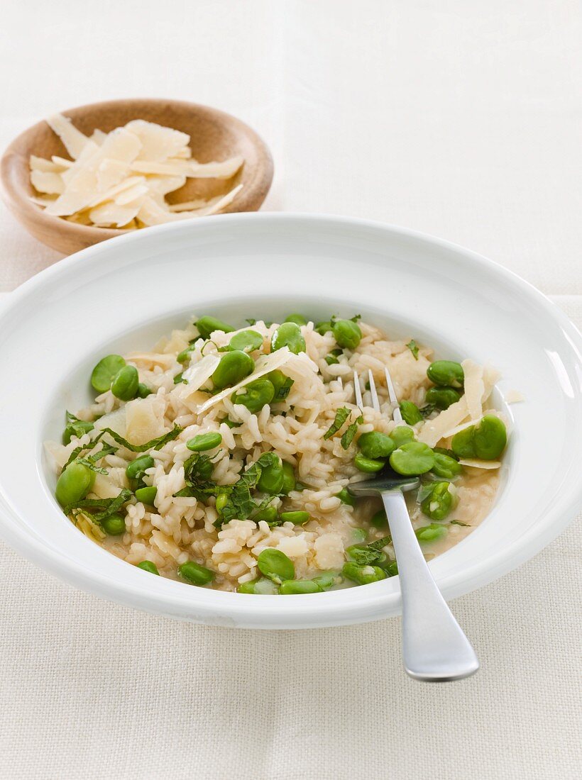 Risotto with broad beans and parmesan