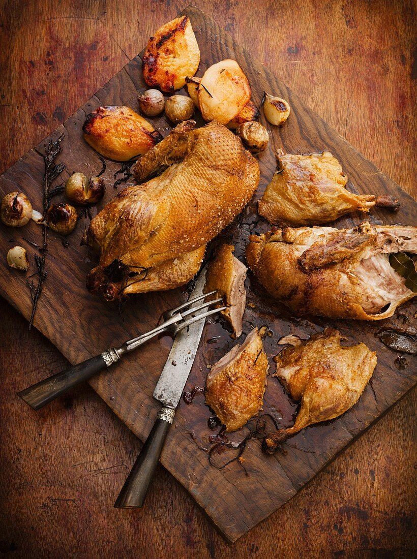 Roast duck with quinces and Madeira