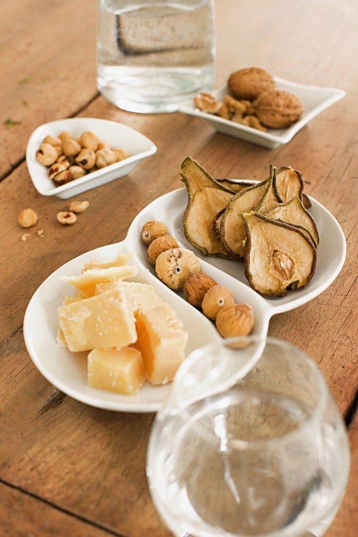Dried fruit, cheese and nuts