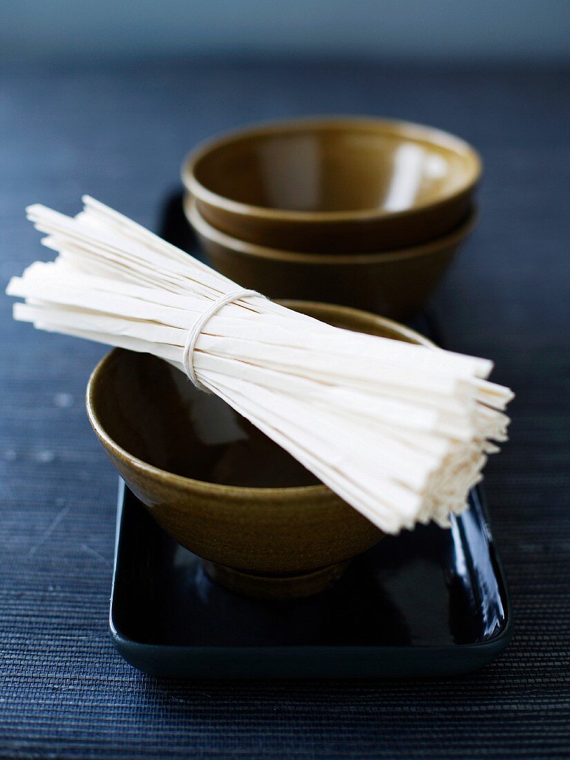 Asian crockery and noodles