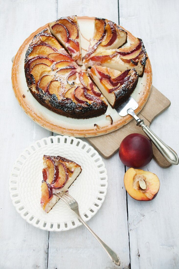 Sour cream cake with nectarines