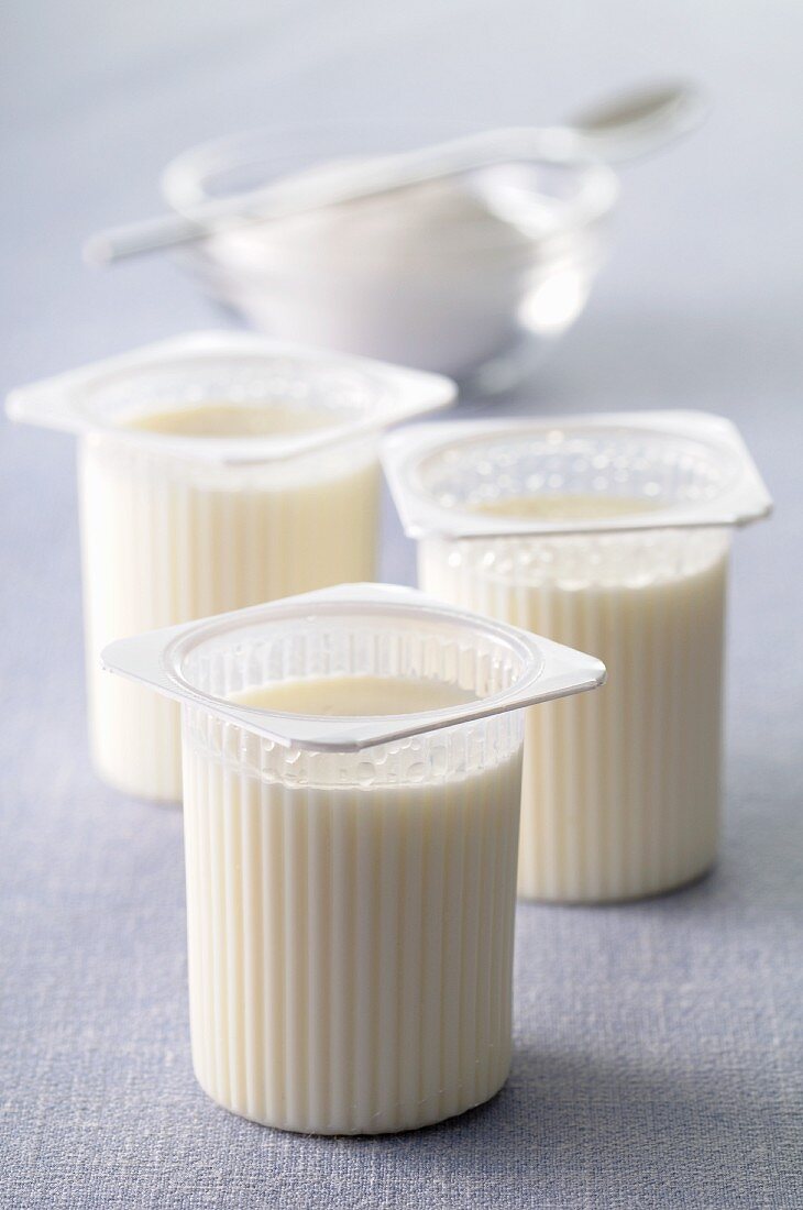 Naturjoghurt in Plastikbechern