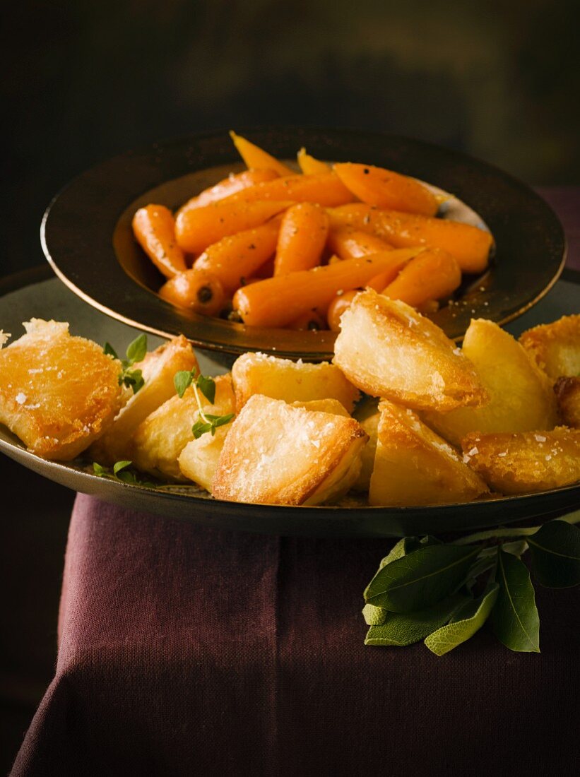 Roast potatoes and carrots