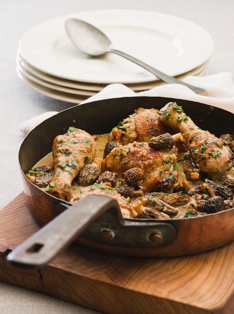 Chicken with morels and a creamy sauce