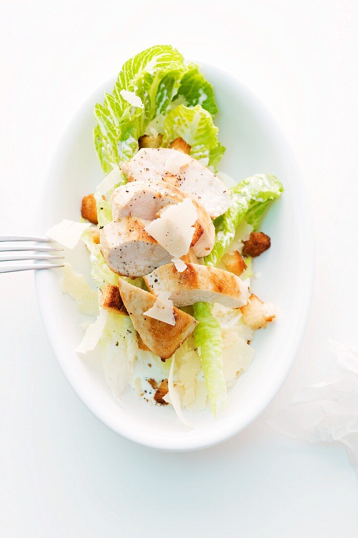 Caesar salad with chicken breast