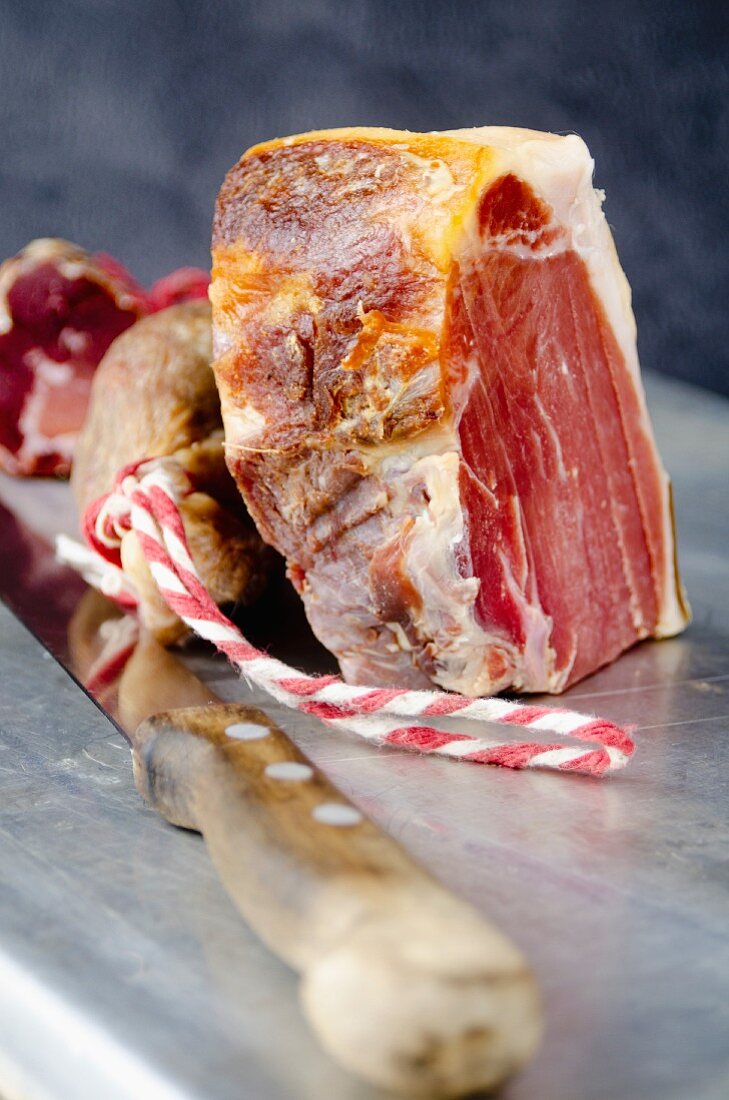 A large piece of Spanish Serrano ham