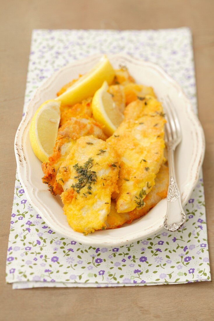 Chicken fillet coated with saffron crust