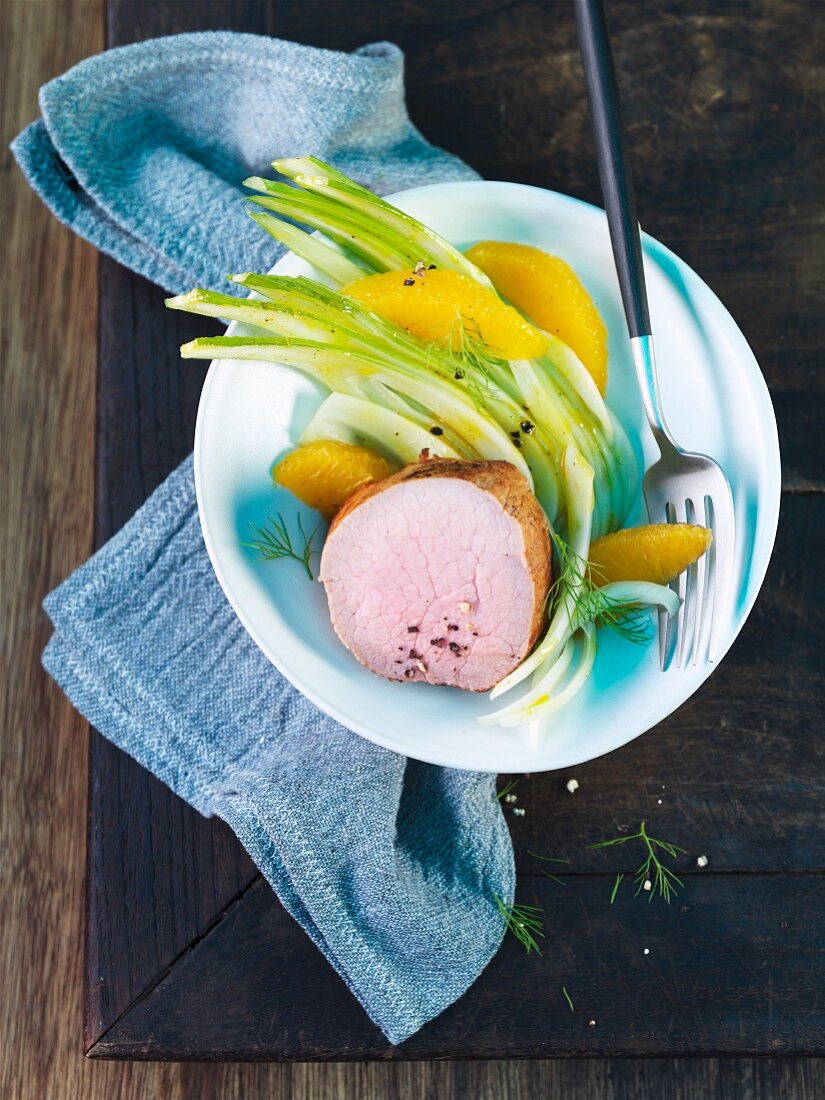 Veal fillet with oranges and fennel