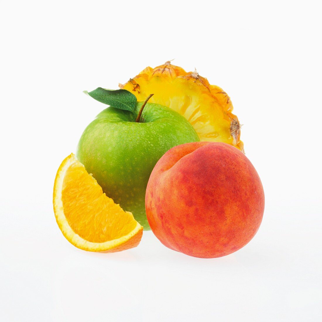 Apple, peach, orange and pineapple