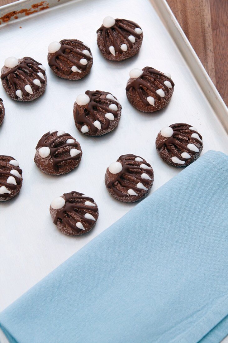 Decorated bear paws on a baking tray