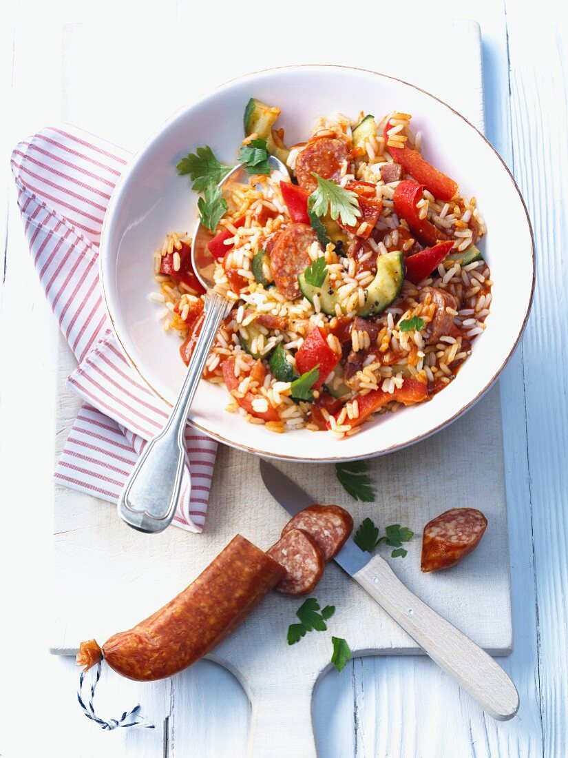 Rice with peppers and sausage