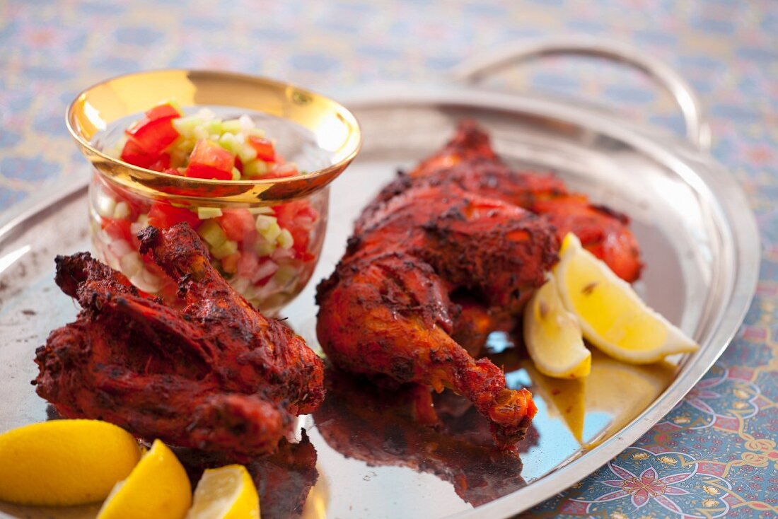 Chicken tikka (marinierte Hähnchenteile, Indien)