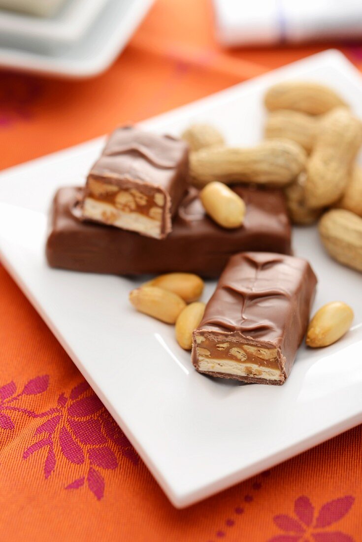 Chocolate bars with peanuts