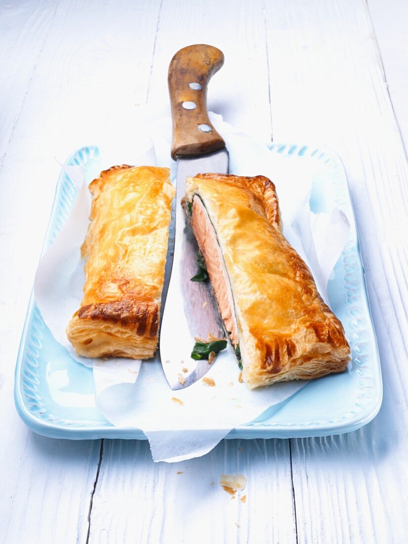 Salmon in puff pastry