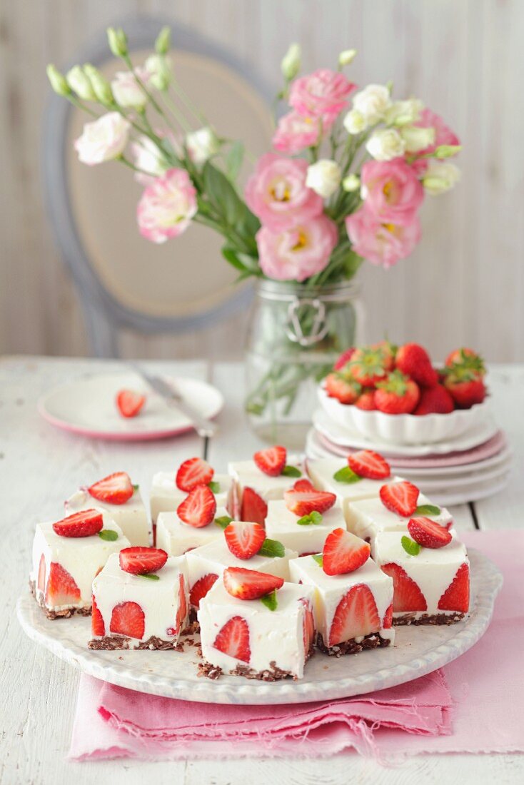 Käsekuchen mit Erdbeeren