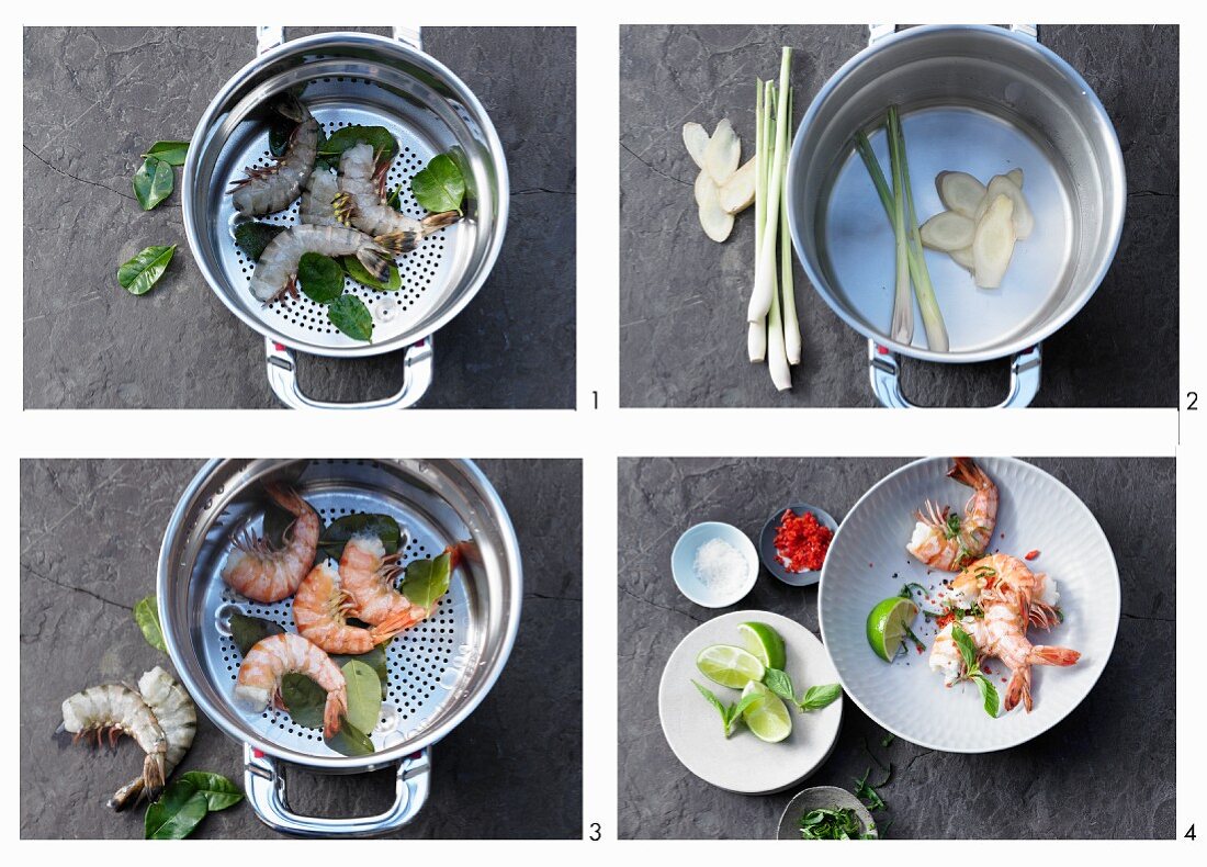 Making steamed shrimp