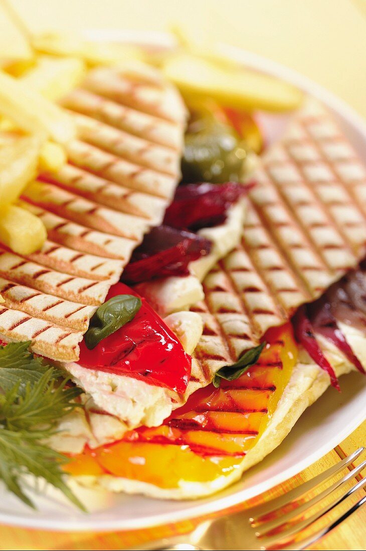 Panini with goat cheese and grilled vegetables