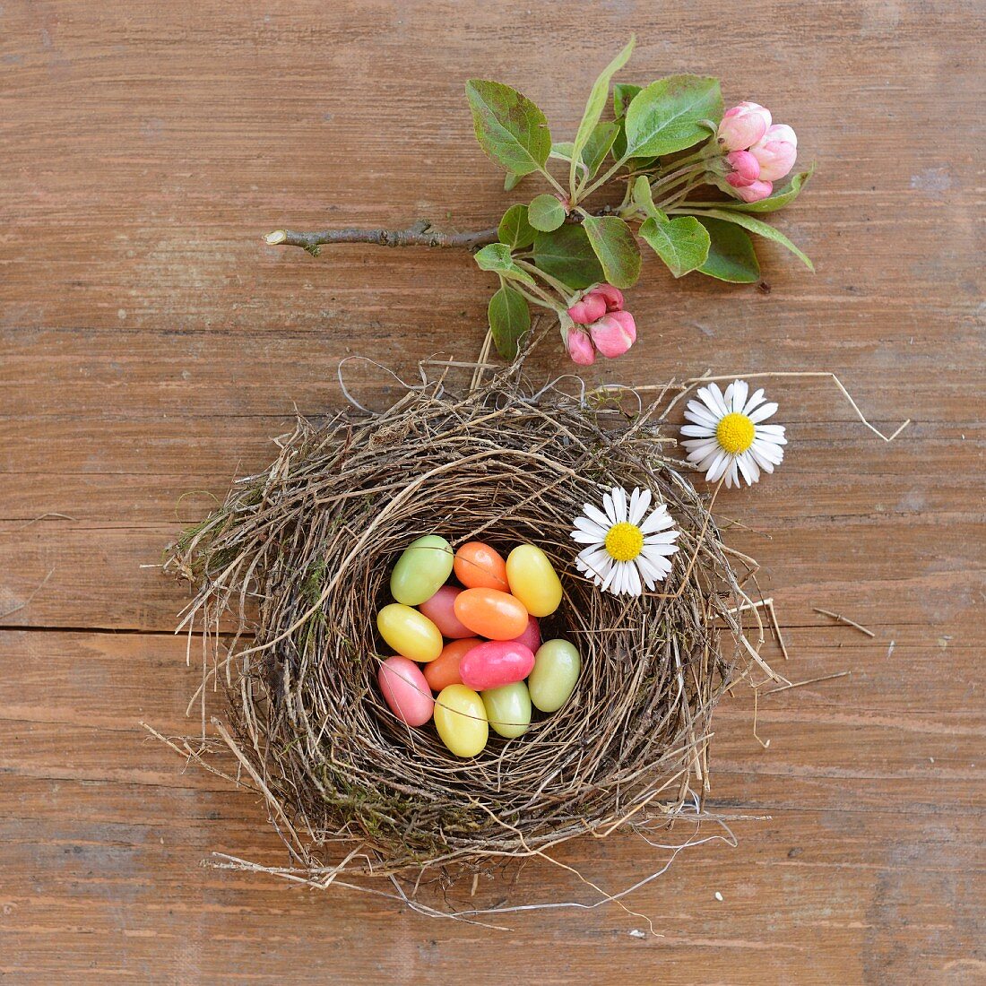 Jelly beans in an Easter nest