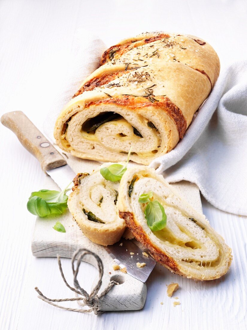 Italian mozzarella bread, sliced