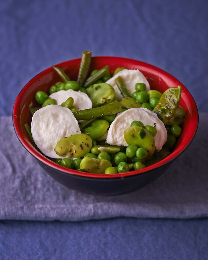 Grüner Hülsenfrüchtesalat mit Mozzarella