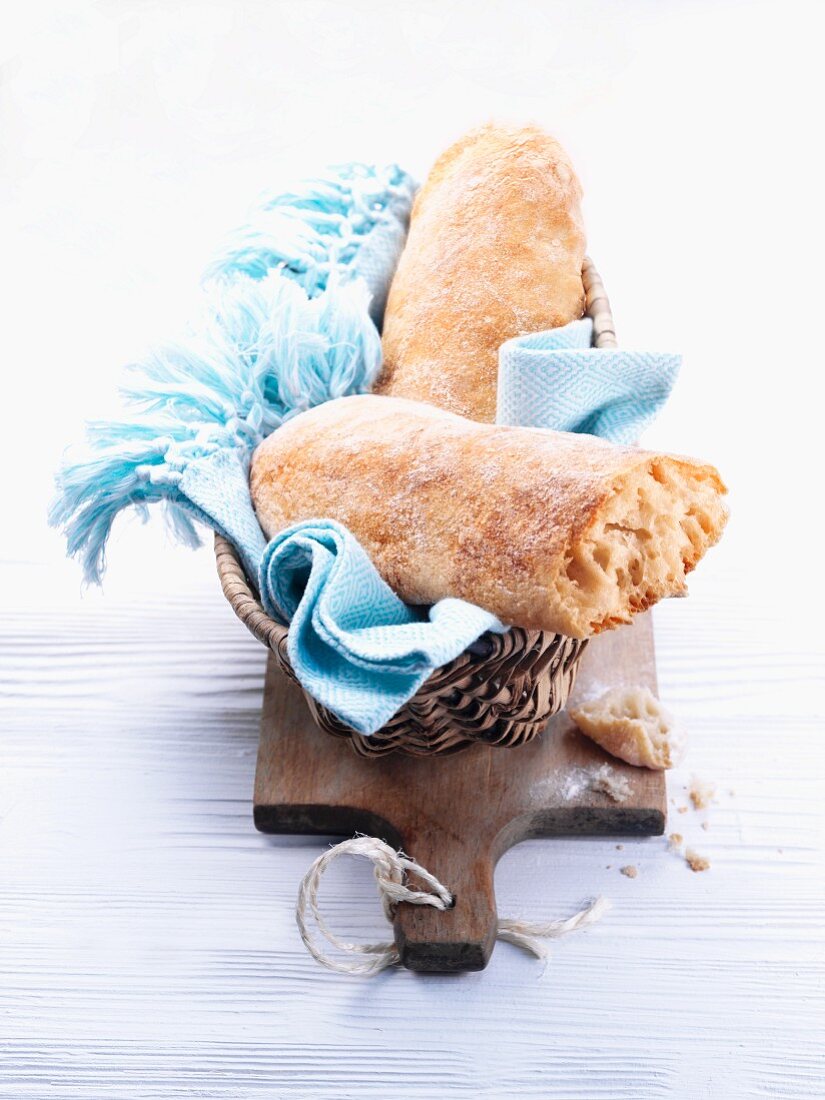 Ciabatta in a bread basket