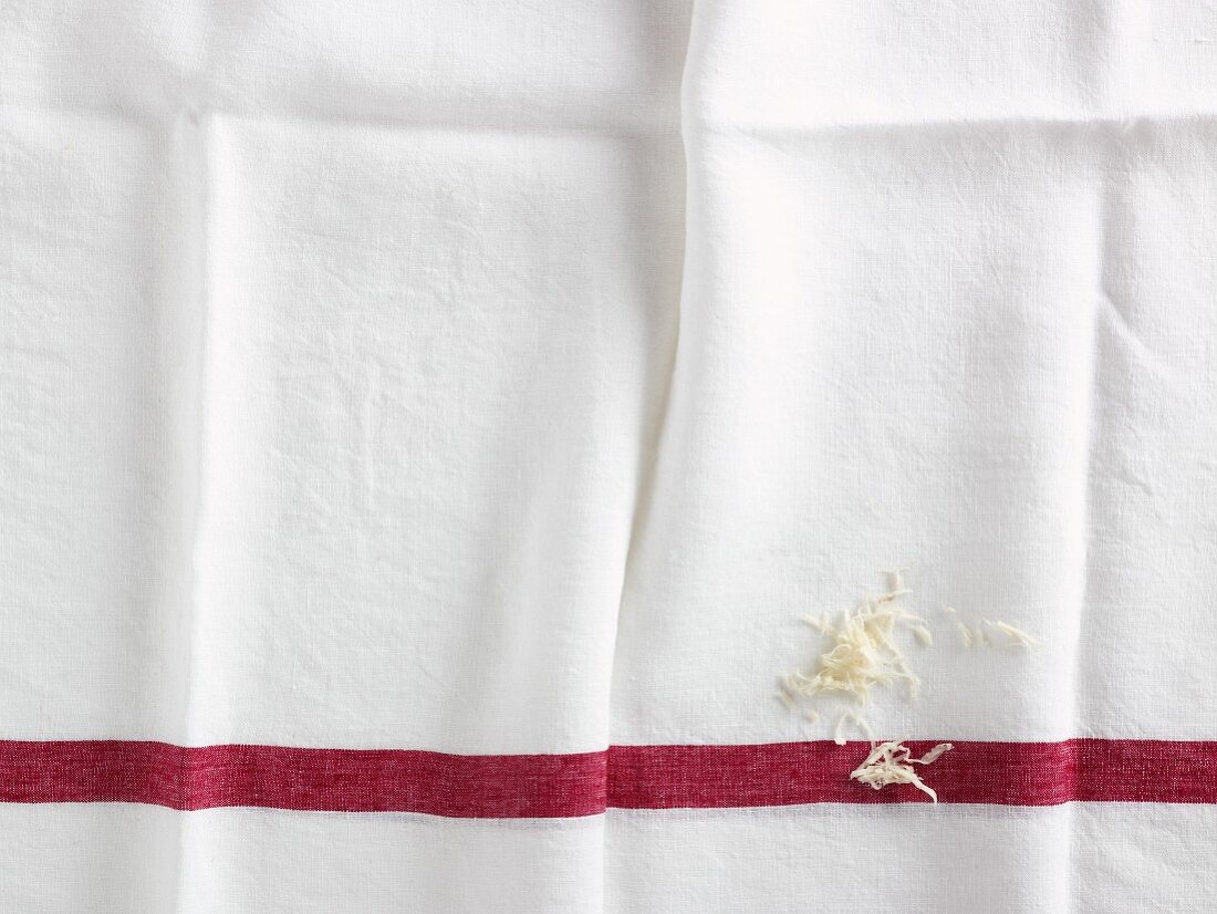 Grated horseradish on a linen cloth