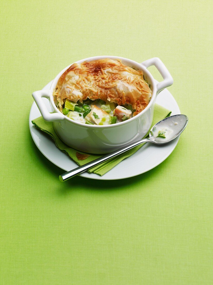 Individual Chicken Pot Pie with Phyllo Dough Crust