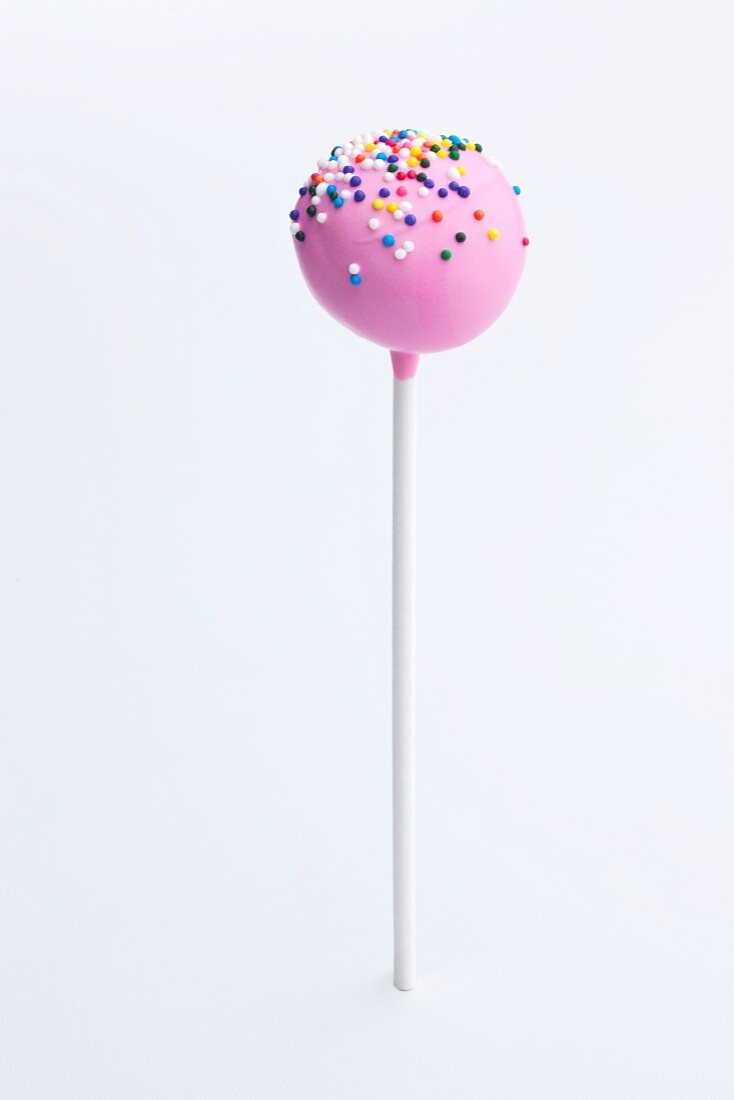 Pink Frosted Cake Pop with Colored Sprinkles