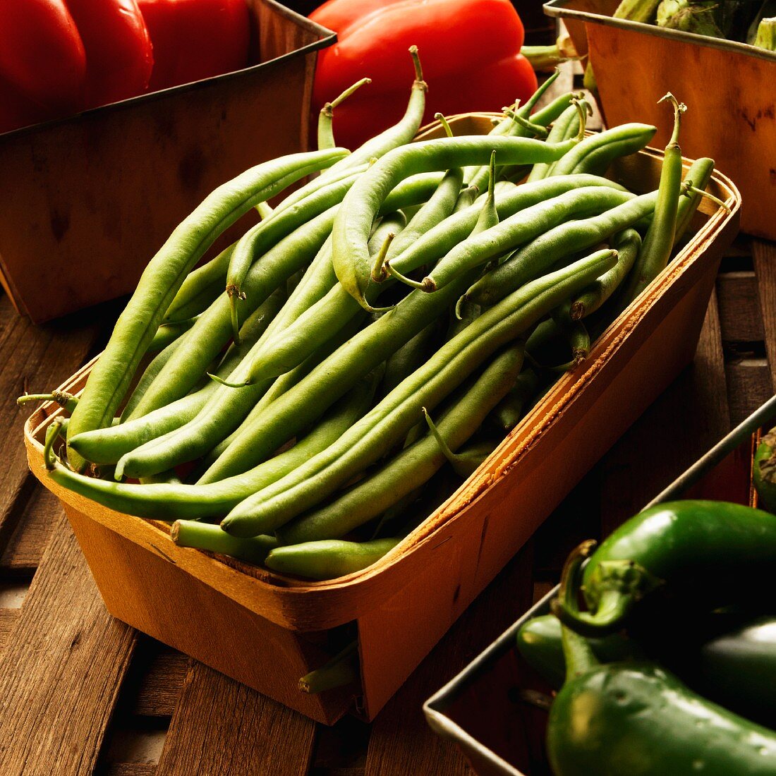 Small Basket of Fresh Green Beans