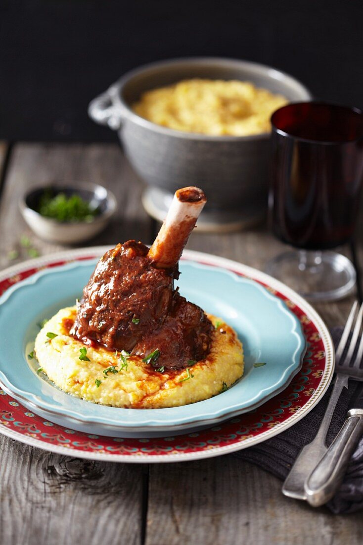 Leg of lamb with creamy polenta