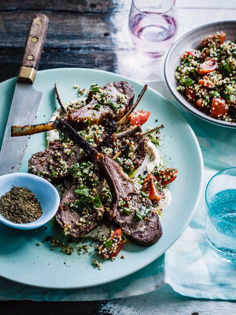 Za'atar lamb chops with quinoa tabbouleh