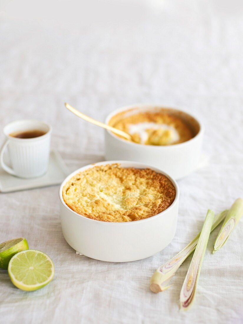 Lemon grass pudding with lime zest