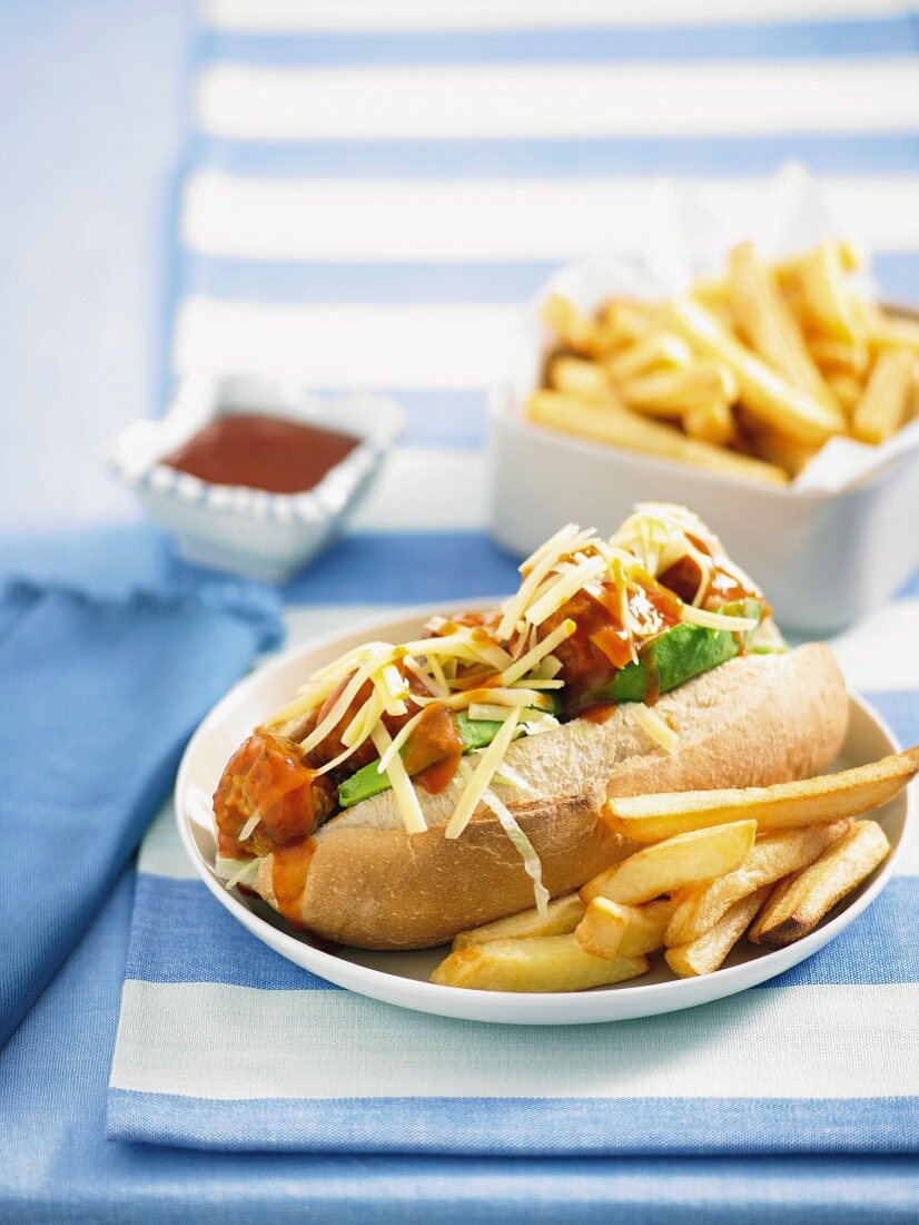Meatball sub with chips