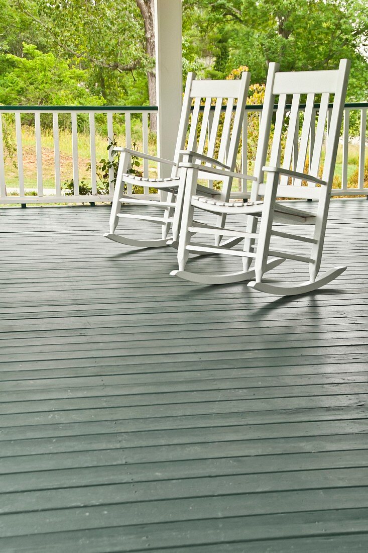 Two rocking chairs on a terrace