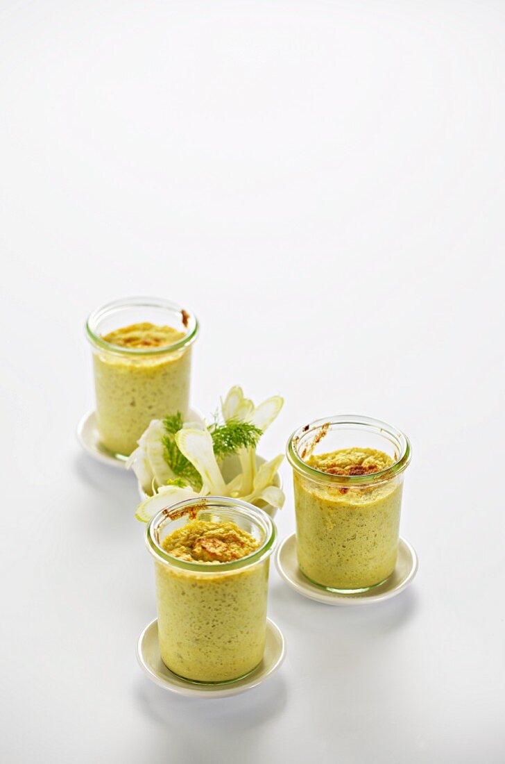 Fennel soufflé in three jars