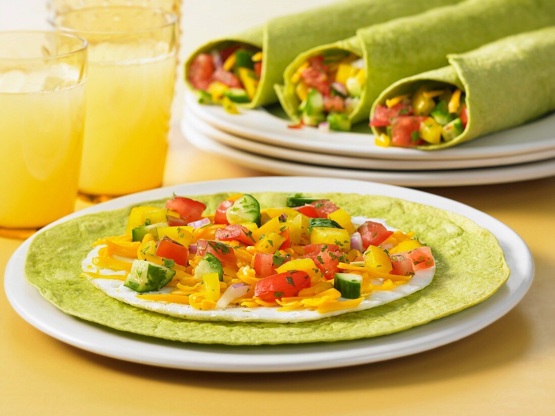Spinach wrap with egg white omelette and salsa