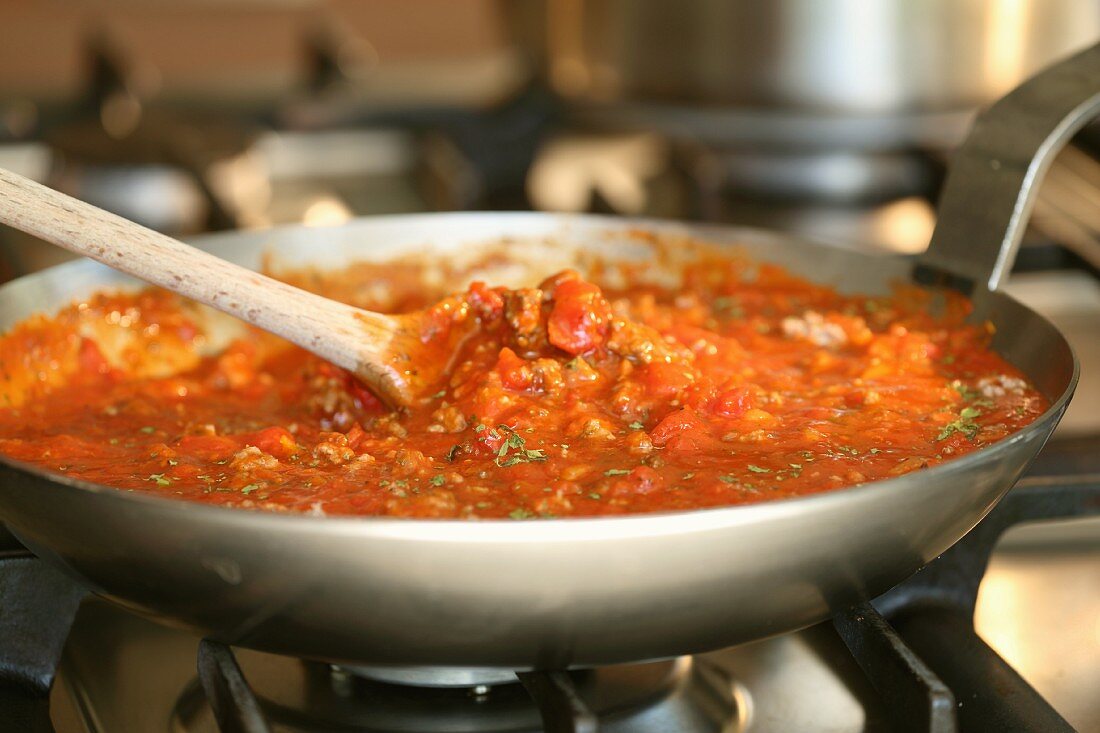 Bolognese sauce being made