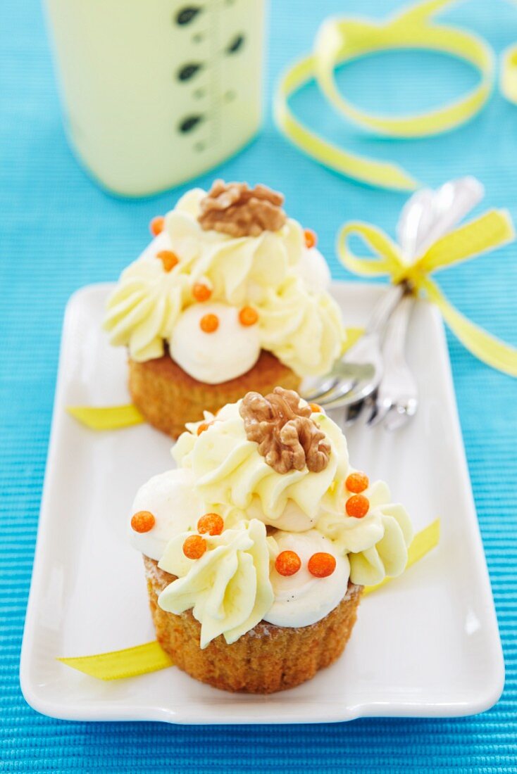 Carrot and walnut cupcakes