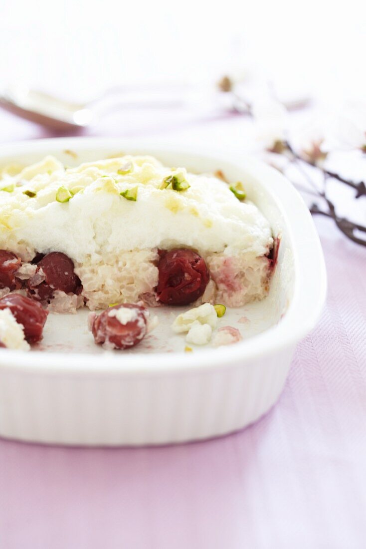 Rice pudding with cherries