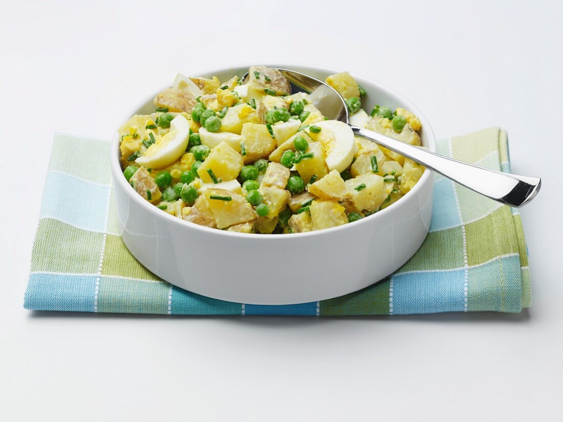 Potato Salad with Hard Boiled Eggs, Peas and Greek Yogurt