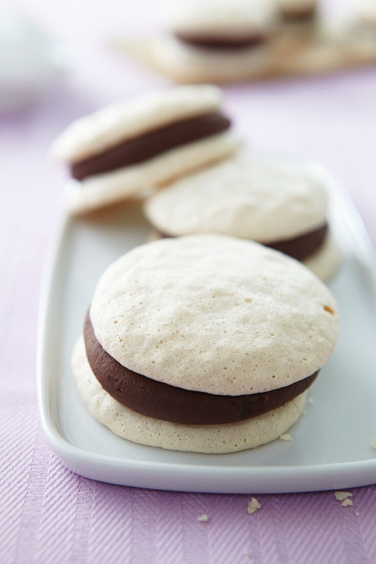 Almond macaroons with chocolate cream filling
