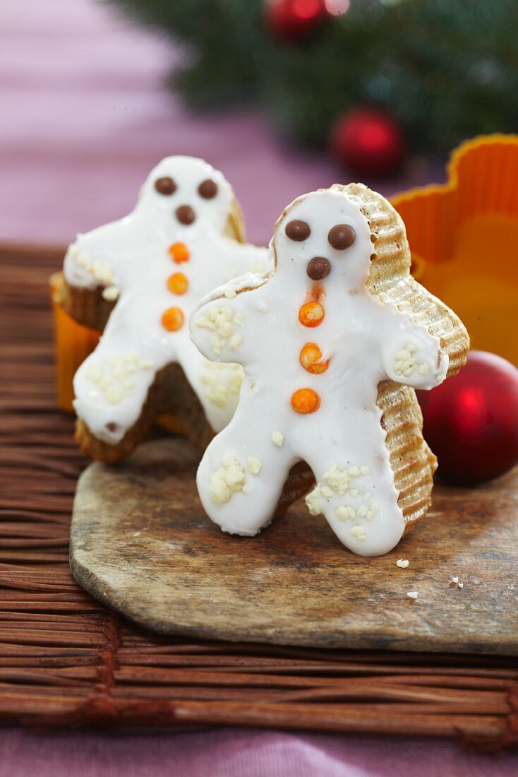 Decorated Gingerbread Man Cookie with a Glass of Milk