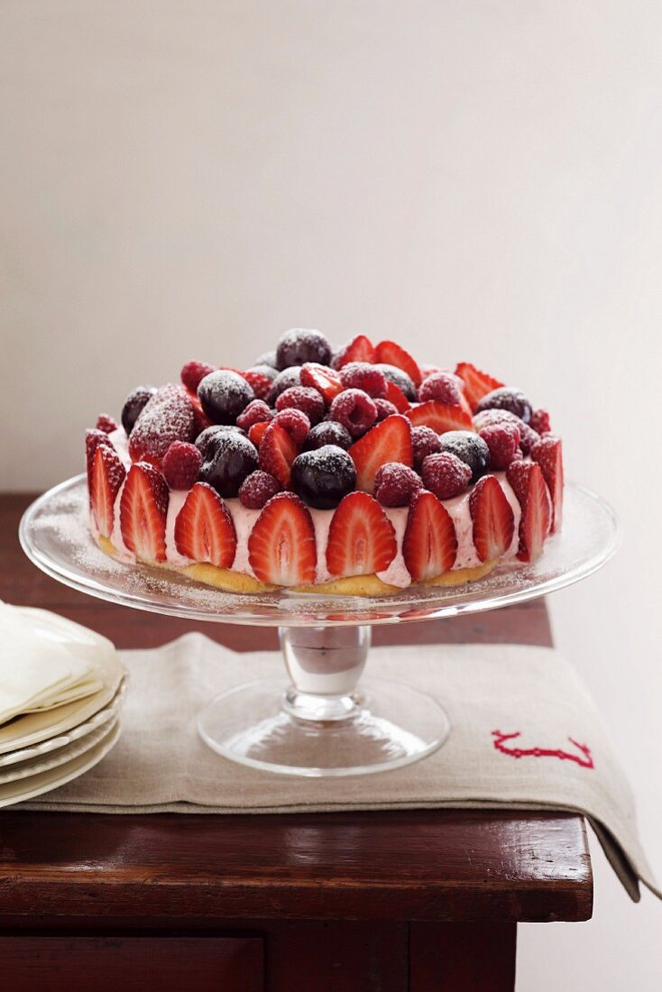 Ice Cream Berry Cake - Strawberries, Raspberries, Cherries