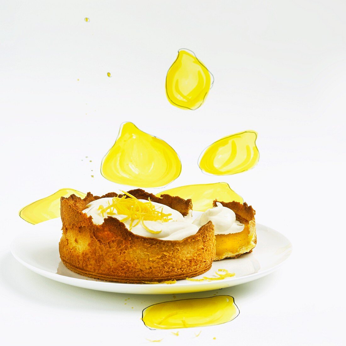 Lemon tart with whipped cream