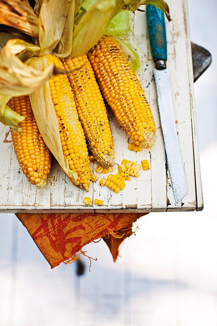 Grilled corn on the cob