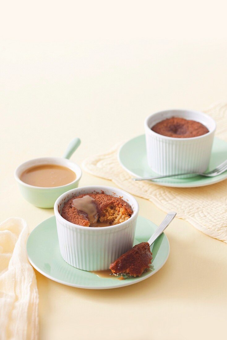 Ginger puddings with butterscotch sauce