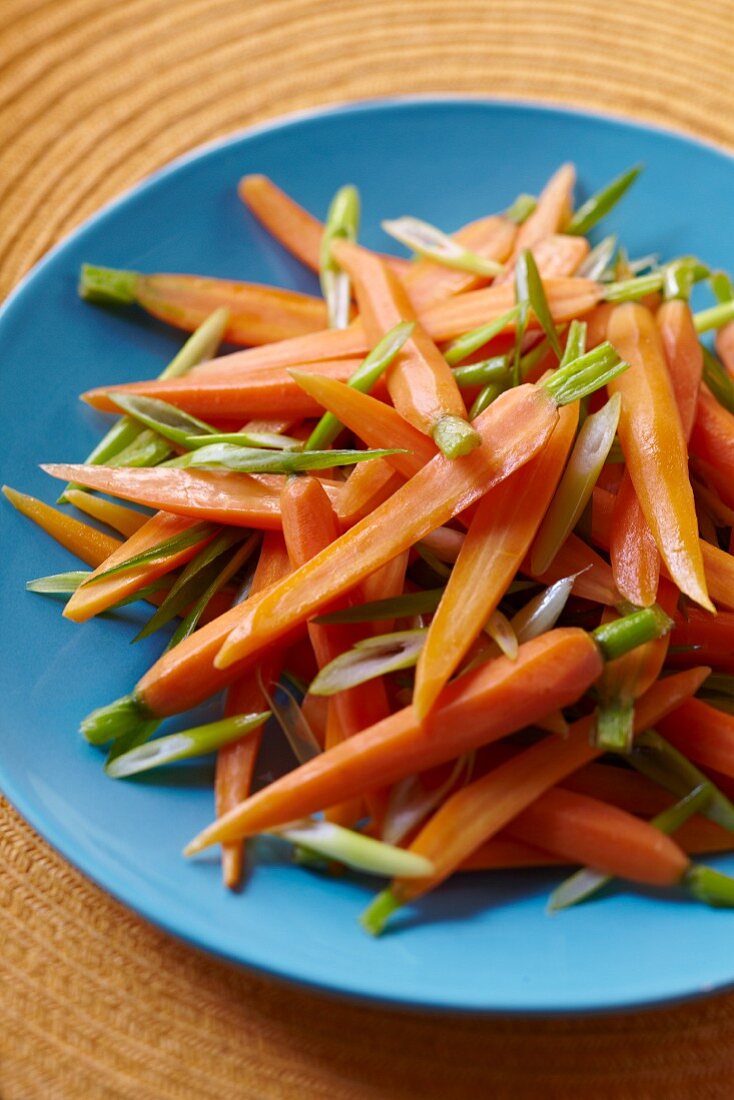 Halved Organic Baby Carrots with Green Onions